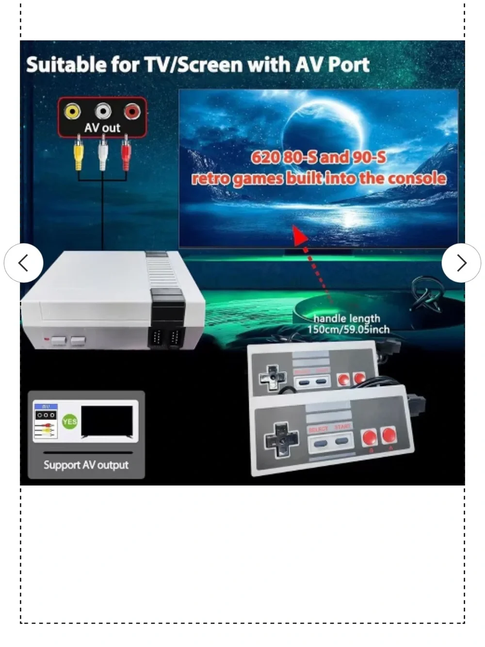 Retro Classic Mini Game Console with 620 Built-In Games